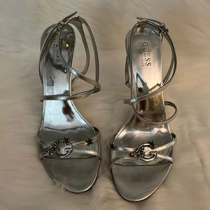 Guess silver strappy heels